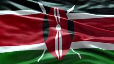 4k Kenya bayrağını rüzgarda dalgalanırken görüntüledi. Kenya Bayrak Dalgası Döngüsü rüzgarda sallanıyor. Gerçekçi Kenya Bayrağı geçmişi. Kenya Bayrak Döngüsü Kapanışı 1080p Tam HD 1920X1