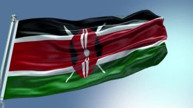 4k Kenya bayrağını rüzgarda dalgalanırken görüntüledi. Kenya Bayrak Dalgası Döngüsü rüzgarda sallanıyor. Gerçekçi Kenya Bayrağı geçmişi. Kenya Bayrak Döngüsü Kapanışı 1080p Tam HD 1920X1
