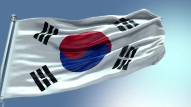 Kore bayrağı 3D gerçek 4K 