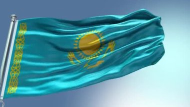 4K, Kazakistan Bayrağı 'nın rüzgarda dalgalanan videosunu gösteriyor. Kazakistan Bayrak Dalgası Döngüsü rüzgarda dalgalanıyor. Gerçekçi Kazakistan Bayrağı geçmişi. Kazakistan Bayrak Döngüsü Kapanışı