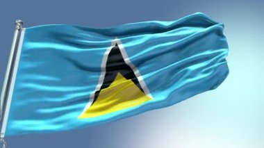 4k rüzgarda sallanan Saint Lucia Flag videosu. Aziz Lucia Bayrak Dalgası Döngüsü rüzgarda dalgalanıyor. Gerçekçi Aziz Lucia bayrağı geçmişi. Saint Lucia Bayrak Döngüsü
