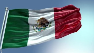 4k rüzgarda dalgalanan Meksika Bayrağı görüntüsü. Meksika Bayrak Dalgası Döngüsü rüzgarda dalgalanıyor. Gerçekçi Meksika Bayrağı geçmişi. Meksika Bayrak Döngüsü Kapanışı 1080p Tam HD 19