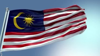 4k, Malezya Bayrağı 'nın rüzgarda dalgalanan videosunu gösteriyor. Malezya Bayrak Dalgası Döngüsü rüzgarda dalgalanıyor. Gerçekçi Malezya Bayrağı geçmişi. Malezya Bayrak Döngüsü Kapanışı 1080p Fu