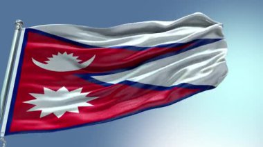 Nepal Bayrağı rüzgarda dalgalanırken görüntülendi. Nepal Bayrak Dalgası Döngüsü rüzgarda dalgalanıyor. Gerçekçi Nepal bayrağı geçmişi. Nepal Bayrak Döngüsü Kapanışı 1080p Tam HD 1920X1