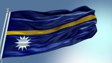 4k render Nauru Flag video rüzgarda dalgalanıyor. Nauru Bayrak Dalgası Döngüsü rüzgarda dalgalanıyor. Gerçekçi Nauru bayrağı geçmişi. Nauru Bayrak Döngüsü Kapanışı 1080p Tam HD 1920X1