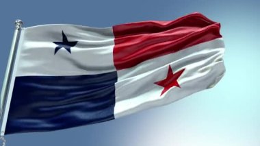 4k rüzgarda dalgalanan Panama Bayrağı görüntüsü. Panama Bayrak Dalgası Döngüsü rüzgarda dalgalanıyor. Gerçekçi Panama Bayrağı geçmişi. Panama Bayrak Döngüsü Kapanışı 1080p Tam HD 19