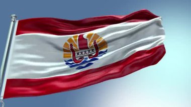 4K, Fransız Polinezya Bayrağı 'nın rüzgarda dalgalanan videosu. Fransız Polinezyası Bayrak Dalgası Döngüsü rüzgarda sallanıyor. Gerçekçi Fransız Polinezya Bayrağı geçmişi. Fransız Polinezi