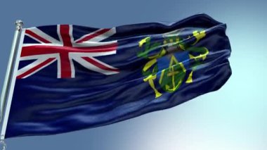 Pitcairn Adaları bayrak dalgalanan 4k görüntüsü. Pitcairn Adaları Bayrak Dalgası Döngüsü rüzgarda sallanıyor. Gerçekçi Pitcairn Adaları Bayrak geçmişi. Pitcairn Adası