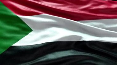 Sudan Bayrağı 'nın rüzgarda dalgalanan 4K görüntüsü. Sudan Bayrak Dalgası Döngüsü rüzgarda dalgalanıyor. Gerçekçi Sudan Bayrağı geçmişi. Sudan Bayrak Döngüsü Kapanışı 1080p Tam HD 1920X1