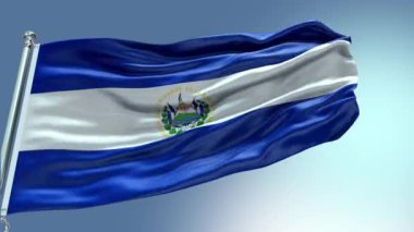 El Salvador bayrağının rüzgarda dalgalanan 4K görüntüsü. El Salvador Bayrak Dalgası Döngüsü rüzgarda sallanıyor. Gerçekçi El Salvador bayrağı geçmişi. El Salvador Bayrak Döngüsü