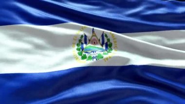 El Salvador bayrağının rüzgarda dalgalanan 4K görüntüsü. El Salvador Bayrak Dalgası Döngüsü rüzgarda sallanıyor. Gerçekçi El Salvador bayrağı geçmişi. El Salvador Bayrak Döngüsü