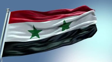 Suriye Bayrağı 'nın rüzgarda dalgalanan 4k görüntüsü. Suriye Bayrak Dalgası Döngüsü rüzgarda dalgalanıyor. Gerçekçi Suriye Bayrağı geçmişi. Suriye Bayrak Döngüsü Kapanışı 1080p Tam HD 1920X1