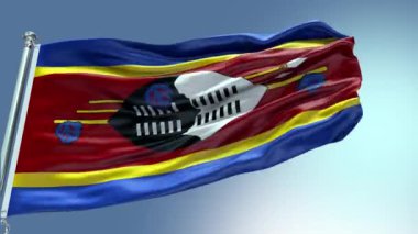 4k render Eswatini (Svaziland) Rüzgarda dalgalanan bayrak videosu. Eswatini (Svaziland) Flag Wave Loop rüzgarda sallanıyor. Gerçekçi Eswatini (Svaziland) bayrak geçmişi. Es