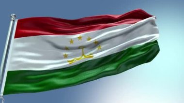 Tacikistan Bayrağı 'nın rüzgarda dalgalanan 4K görüntüsü. Tacikistan Bayrak Dalgası Döngüsü rüzgarda dalgalanıyor. Gerçekçi Tacikistan Bayrağı geçmişi. Tacikistan Bayrak Döngüsü Kapanışı