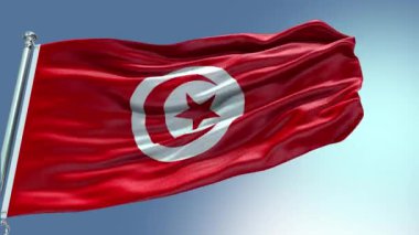Tunus bayrağının rüzgarda dalgalanan 4k görüntüsü. Tunus Bayrak Dalgası Döngüsü rüzgarda sallanıyor. Gerçekçi Tunus Bayrağı geçmişi. Tunus Bayrak Döngüsü Kapanışı 1080p Tam H