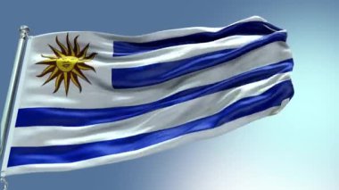 4k rüzgarda sallanan Uruguay Bayrağı videosu. Uruguay Bayrak Dalgası Döngüsü rüzgarda dalgalanıyor. Gerçekçi Uruguay Bayrağı geçmişi. Uruguay Bayrak Döngüsü Kapanışı 1080p Tam H