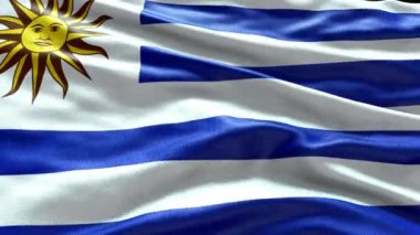 4k rüzgarda sallanan Uruguay Bayrağı videosu. Uruguay Bayrak Dalgası Döngüsü rüzgarda dalgalanıyor. Gerçekçi Uruguay Bayrağı geçmişi. Uruguay Bayrak Döngüsü Kapanışı 1080p Tam H