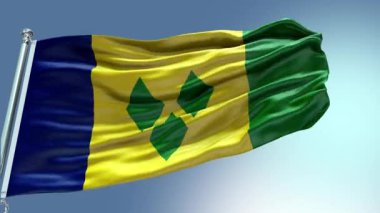 Saint Vincent ve Grenadines Flag 'ın rüzgarda dalgalanan videosunu 4k olarak yorumlayın. Saint Vincent ve Grenadines Bayrak Dalgası Döngüsü rüzgarda sallanıyor. Gerçekçi Aziz Vincent...