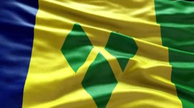 Saint Vincent ve Grenadines Flag 'ın rüzgarda dalgalanan videosunu 4k olarak yorumlayın. Saint Vincent ve Grenadines Bayrak Dalgası Döngüsü rüzgarda sallanıyor. Gerçekçi Aziz Vincent...