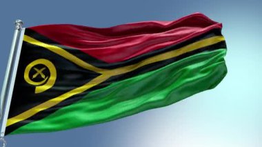 Vanuatu Flag 'ın rüzgarda dalgalanan 4k görüntüsü. Vanuatu Bayrak Dalgası Döngüsü rüzgarda sallanıyor. Gerçekçi Vanuatu Bayrağı geçmişi. Vanuatu Bayrak Döngüsü Kapatma 1080p Tam H