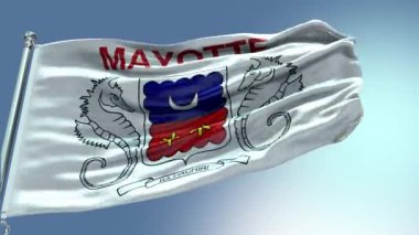 4k rüzgarda dalgalanan Mayotte Bayrağı görüntüsü. Mayotte Bayrak Dalgası Döngüsü rüzgarda sallanıyor. Gerçekçi Mayotte Flag geçmişi. Mayotte Bayrak Döngüsü Kapanışı 1080p Tam H