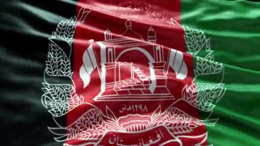 4K Afganistan bayrağını rüzgarda dalgalandırıyor. Afganistan Bayrak Dalgası Döngüsü rüzgarda dalgalanıyor. Gerçekçi Afganistan Bayrağı geçmişi. Afganistan Bayrak Döngüsü