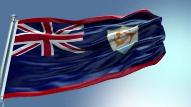 4k, Anguilla Flag 'ın rüzgarda dalgalanan videosunu gösteriyor. Anguilla Bayrak Dalgası Döngüsü rüzgarda sallanıyor. Gerçekçi Anguilla Bayrağı geçmişi. Anguilla Bayrak Döngüsü Kapanışı 1080p Fu