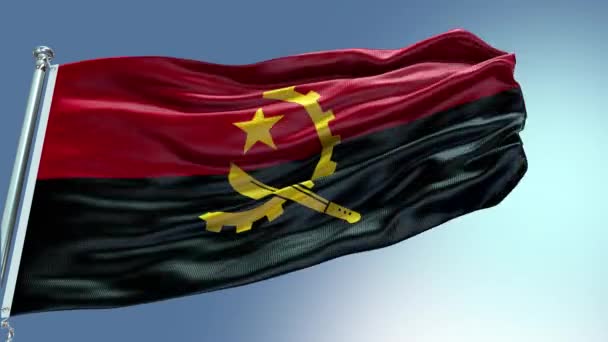 Render Angola Bandera Vídeo Ondeando Viento Angola Flag Wave Loop — Vídeo de stock