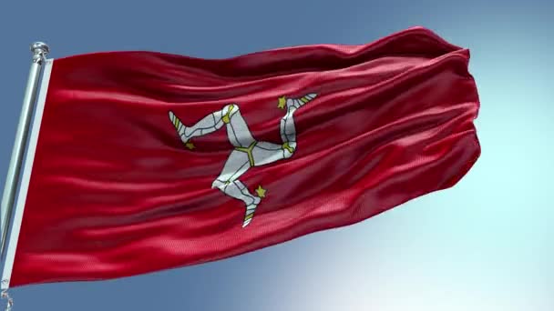 Renderizar Isle Man Vídeo Bandeira Acenando Vento Ilha Man Bandeira — Vídeo de Stock
