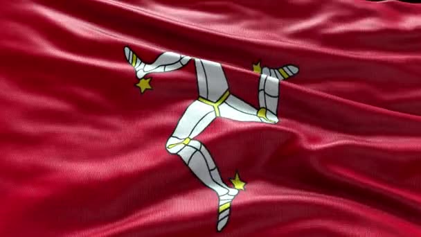 Render Isla Man Bandera Vídeo Ondeando Viento Isle Man Flag — Vídeo de stock