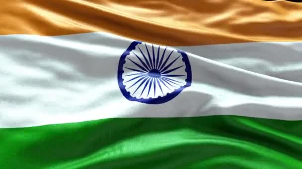 4Kレンダリングインドフラッグビデオ風で振る インドの旗の波のループが風で揺れている 現実的なインド旗の背景 インド ループ クローズアップ 1080P 1920X1 — ストック動画