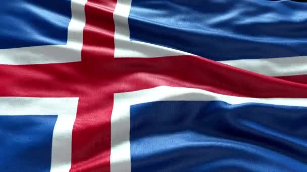 Render Islandia Bandera Vídeo Ondeando Viento Islandia Bandera Wave Loop Video de stock libre de derechos