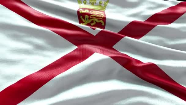 Jersey Flag Rüzgarda Dalgalanan Görüntüsü Jersey Bayrak Dalgası Döngüsü Rüzgarda — Stok video