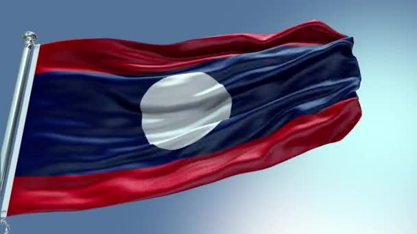 Рендеринговое Видео Лаоса Висящее Ветру Лаосский Флаг Волновая Петля Машет — стоковое видео