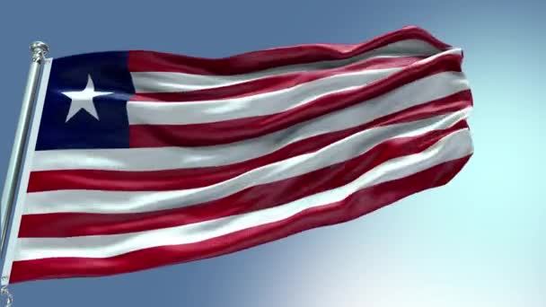 Рендеринговое Видео Liberia Висящее Ветру Волновая Петля Флага Либерии Машущая — стоковое видео