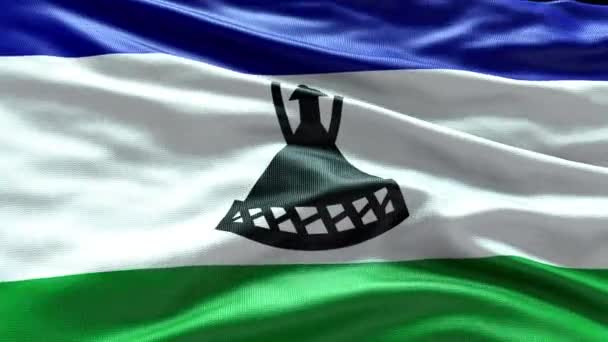 Render Lesotho Bandera Vídeo Ondeando Viento Lesotho Flag Wave Loop — Vídeo de stock