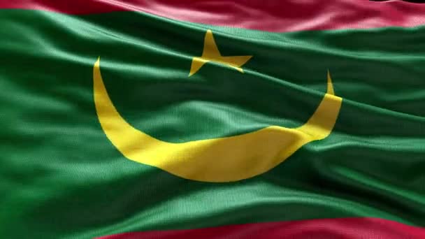 Återge Mauretanien Flagga Video Viftar Vinden Mauretanien Flagga Vågen Loop — Stockvideo
