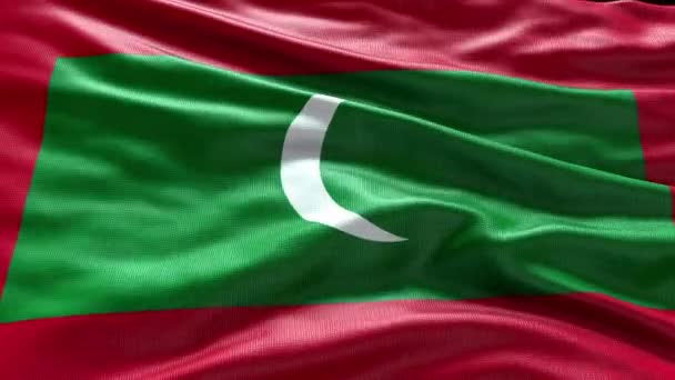Рендер Maldives Видео Висящее Ветру Мальдивские Флаги Волновая Петля Машет — стоковое видео