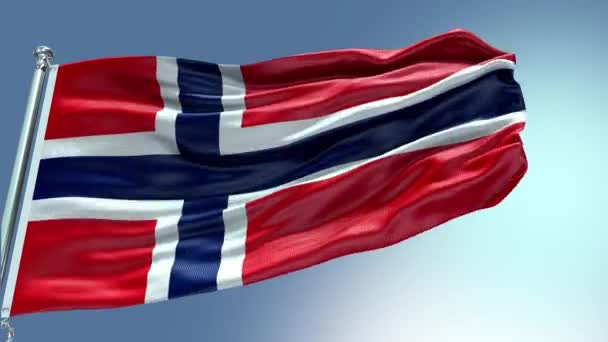 Återge Norge Flagga Video Viftar Vinden Norge Flagga Vågen Loop — Stockvideo