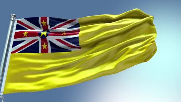 Renderizar Niue Bandeira Vídeo Acenando Vento Niue Bandeira Onda Loop — Vídeo de Stock