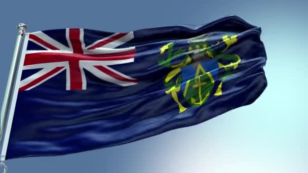 Renderizar Pitcairn Islands Bandeira Vídeo Acenando Vento Ilhas Pitcairn Bandeira — Vídeo de Stock