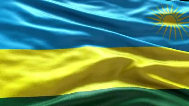 Рендеринговое Видео Fly Висящее Ветру Петля Волны Флага Руанды Машет — стоковое видео