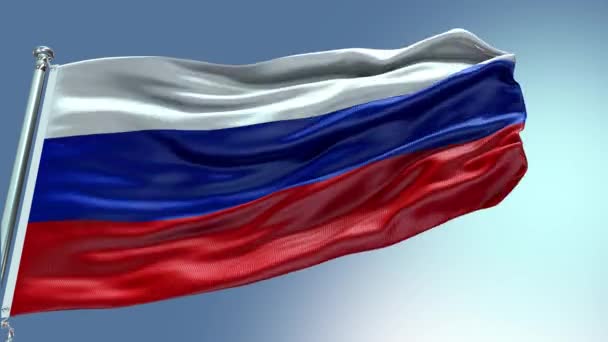 4K使俄罗斯国旗视频在风中飘扬 俄罗斯国旗波浪环在风中飘扬 现实的俄罗斯国旗背景 俄罗斯国旗环路闭路1080P全Hd — 图库视频影像