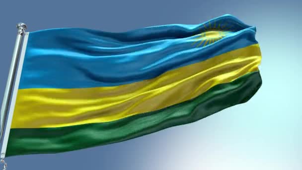 Renderować Rwanda Flaga Wideo Machając Wietrze Pętla Fal Flagowych Rwandy — Wideo stockowe