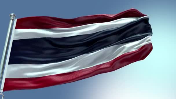 Render Tailandia Bandera Vídeo Ondeando Viento Tailandia Bandera Wave Loop — Vídeo de stock