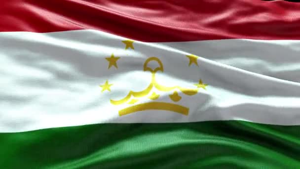 4Kレンダリングタジキスタンフラッグビデオ風に振る タジキスタンの旗の波のループが風で揺れている 現実的なタジキスタンの旗の背景 タジキスタン ループ 閉じる — ストック動画