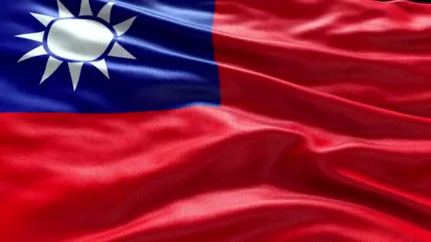 Rendera Taiwan Flagga Video Viftar Vinden Taiwan Flag Wave Loop — Stockvideo