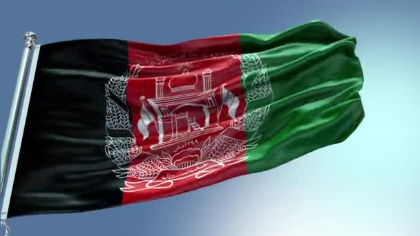 4K使阿富汗国旗视频在风中飘扬 阿富汗国旗波浪环在风中飘扬 现实的阿富汗国旗背景 阿富汗国旗环衣 — 图库视频影像