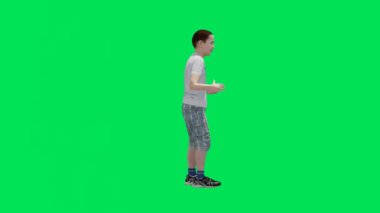 3D görüntüleme yeşil ekran krom anahtar animasyonu yalıtılmış çocuk parkta yan açıdan konuşuyor