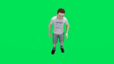3D görüntüleme yeşil ekran krom anahtar animasyonu izole edilmiş çocuk parkta yüksek açıdan konuşuyor